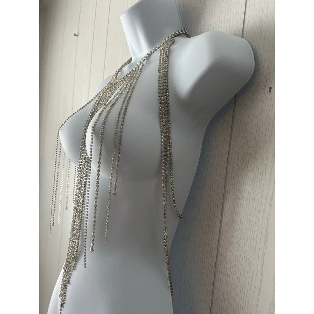 Vintage Y2K Express Rhinestone Collar Body Necklace Top NWT MSRP $300 New